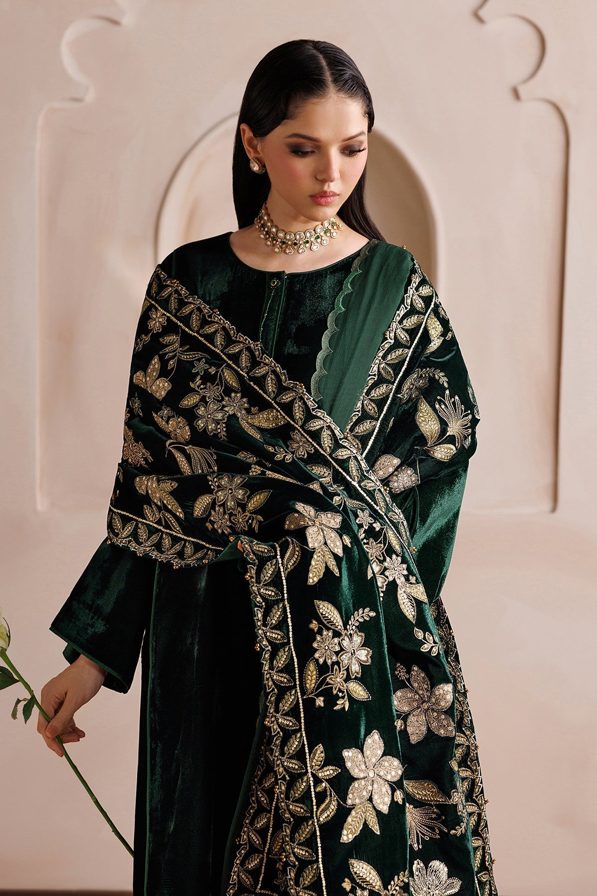 Embroidered Velvet Shawl VS-65