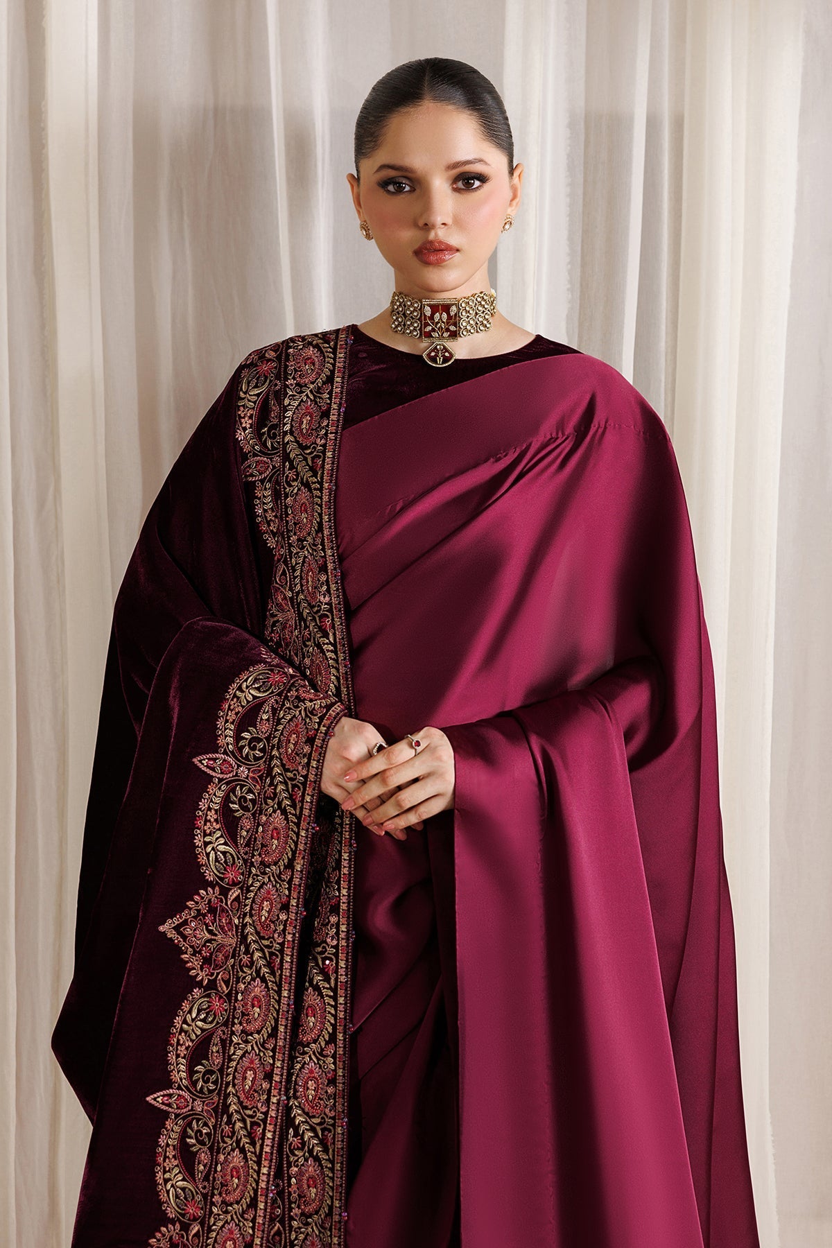 Embroidered Velvet Shawl VS-74
