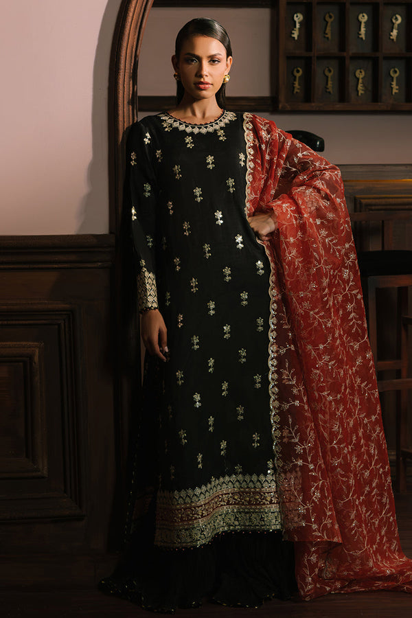 SCARLET CINNABAR-3PC SILK EMBROIDERED SUIT