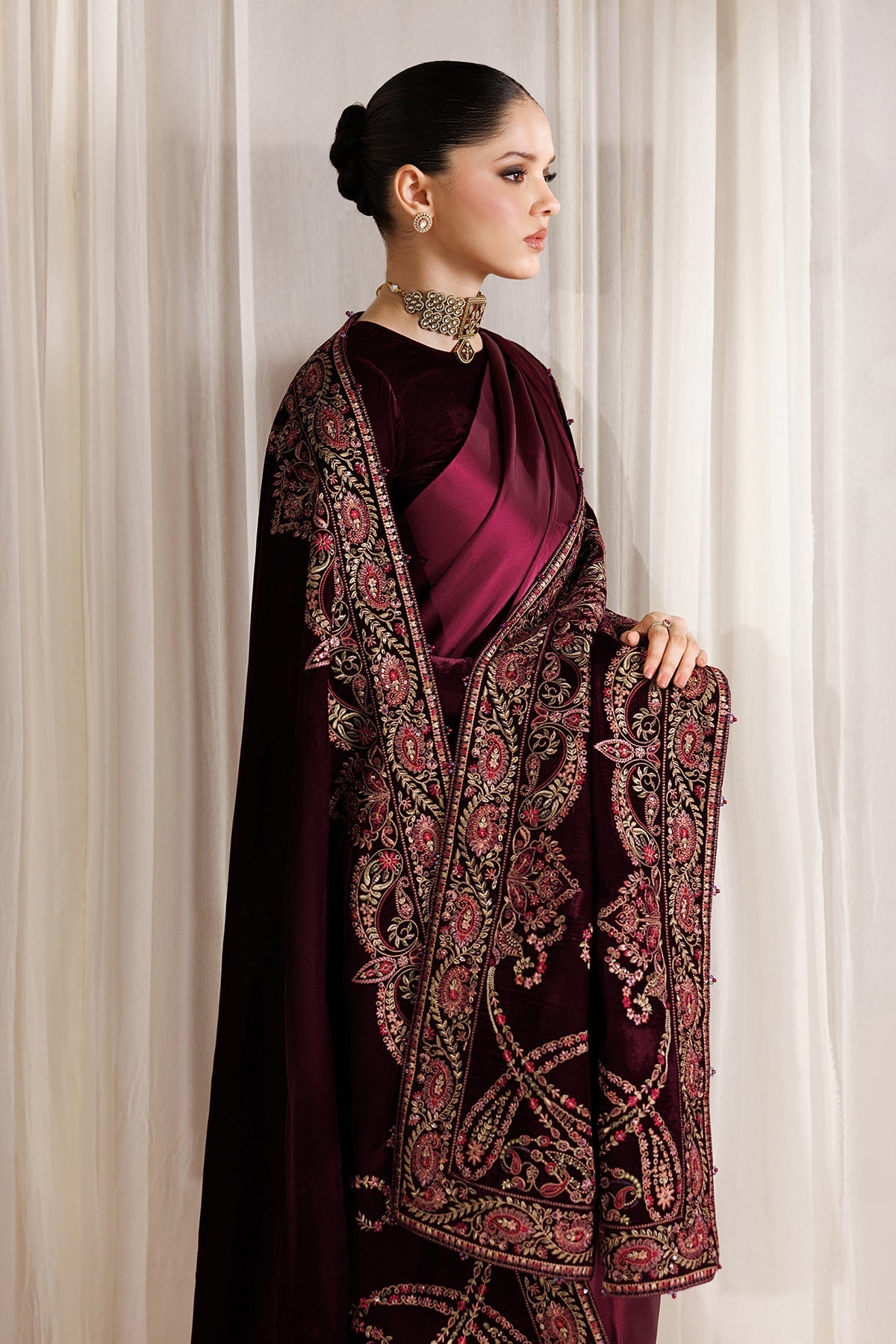 Embroidered Velvet Shawl VS-74