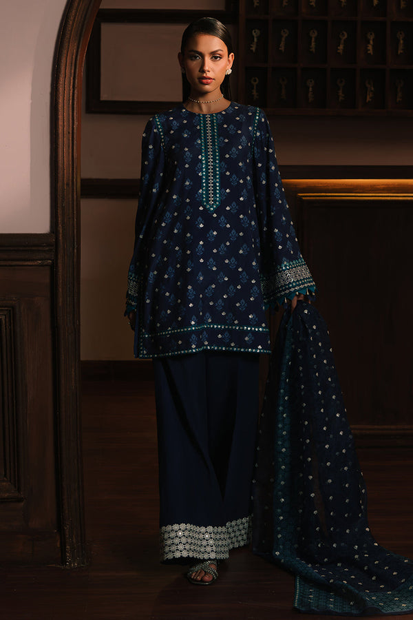 AZURE ELEGANCE-3PC SILK EMBROIDERED SUIT