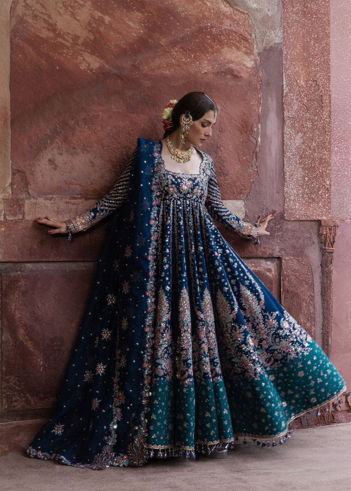 Hussain Rehar Dill Afroz teal blue pashwas