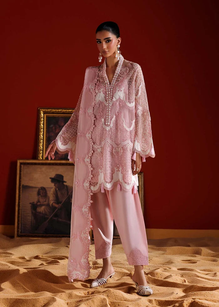 Sorelle Luxury Pret Ensemble – Nuriyaa La Fiora Collection ’26 | Organza Shirt, Embroidered Dupatta, Guddi Shalwar