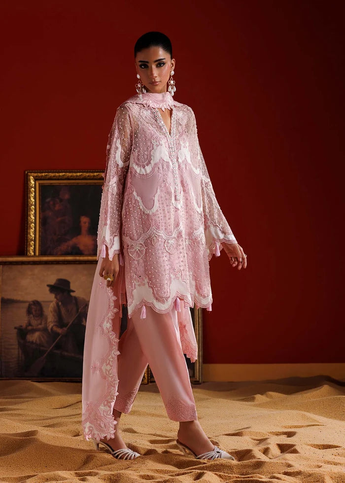 Sorelle Luxury Pret Ensemble – Nuriyaa La Fiora Collection ’26 | Organza Shirt, Embroidered Dupatta, Guddi Shalwar