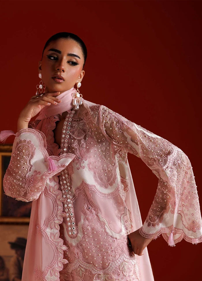 Sorelle Luxury Pret Ensemble – Nuriyaa La Fiora Collection ’26 | Organza Shirt, Embroidered Dupatta, Guddi Shalwar