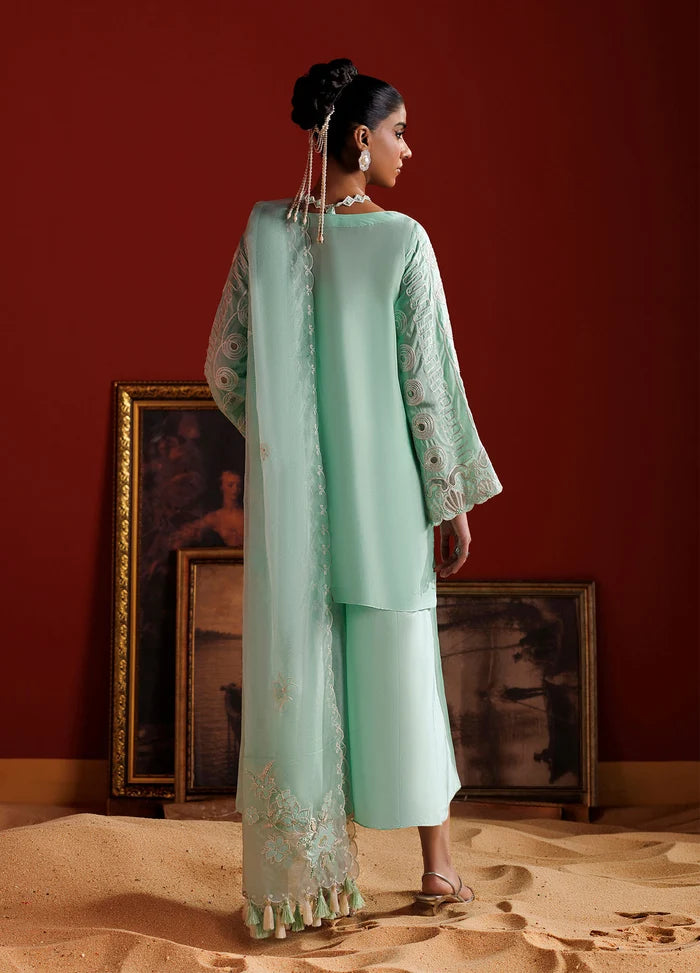 AZZURA Sea Green Embroidered Luxury Pakistani Ensemble – Four-Piece Set | Nuriyaa