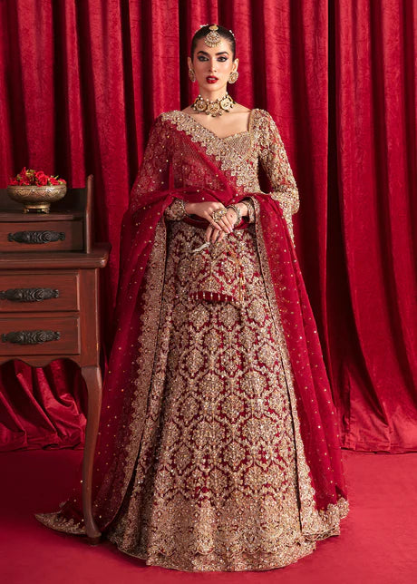 Deep Red Gown lehenga with Dupatta