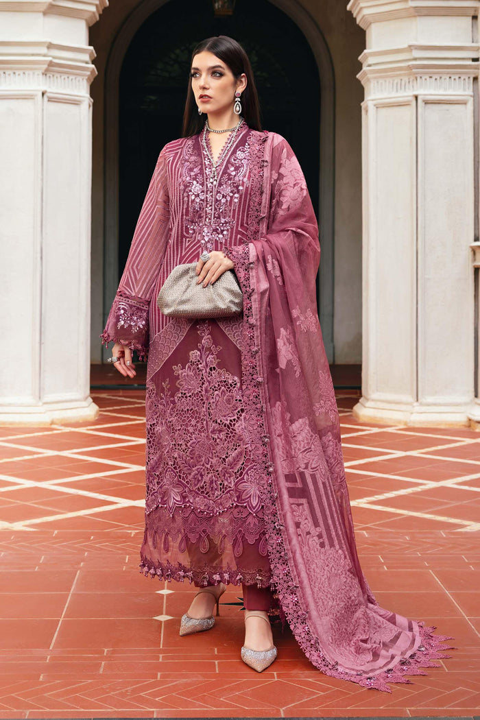 3 Piece Unstitched Embroidered Organza Suit WL-1304-Ash Pink