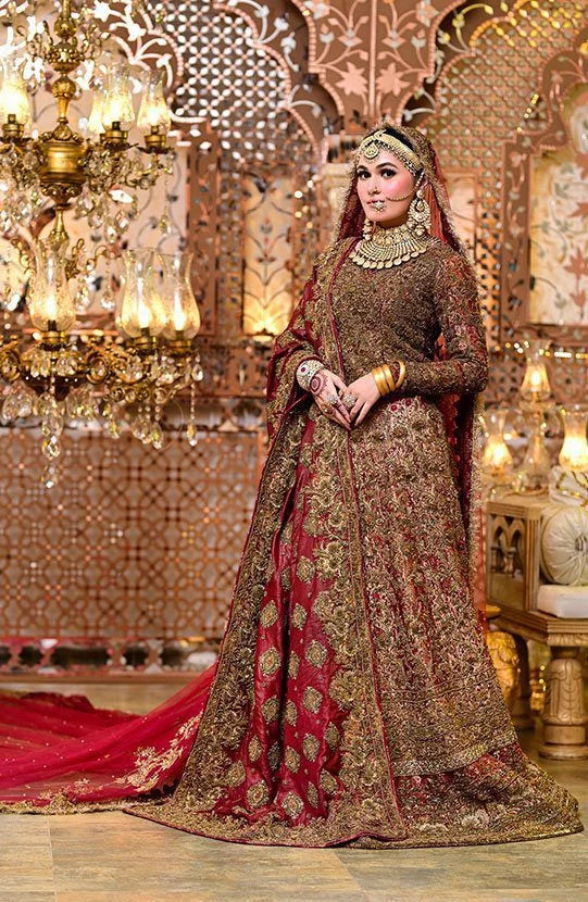 Fully Embellished Lehenga Choli with a Net Veil and Shawl