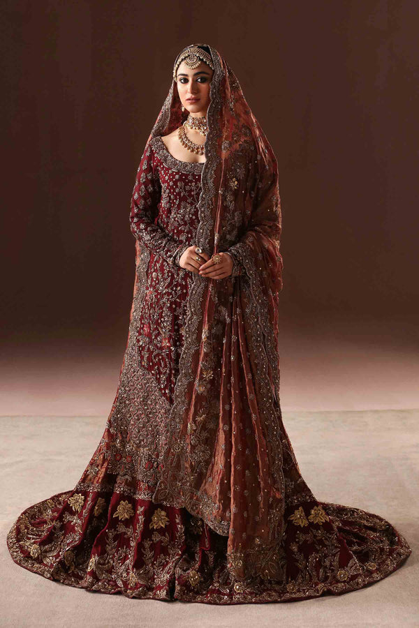 Maroon and Antique gold farshi gharara set