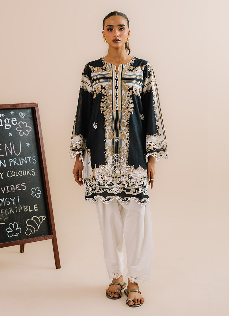 Printed Embroidered Kurta 17104