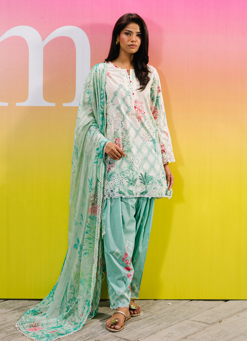 Printed Embroidered 3 Piece Suit 17093