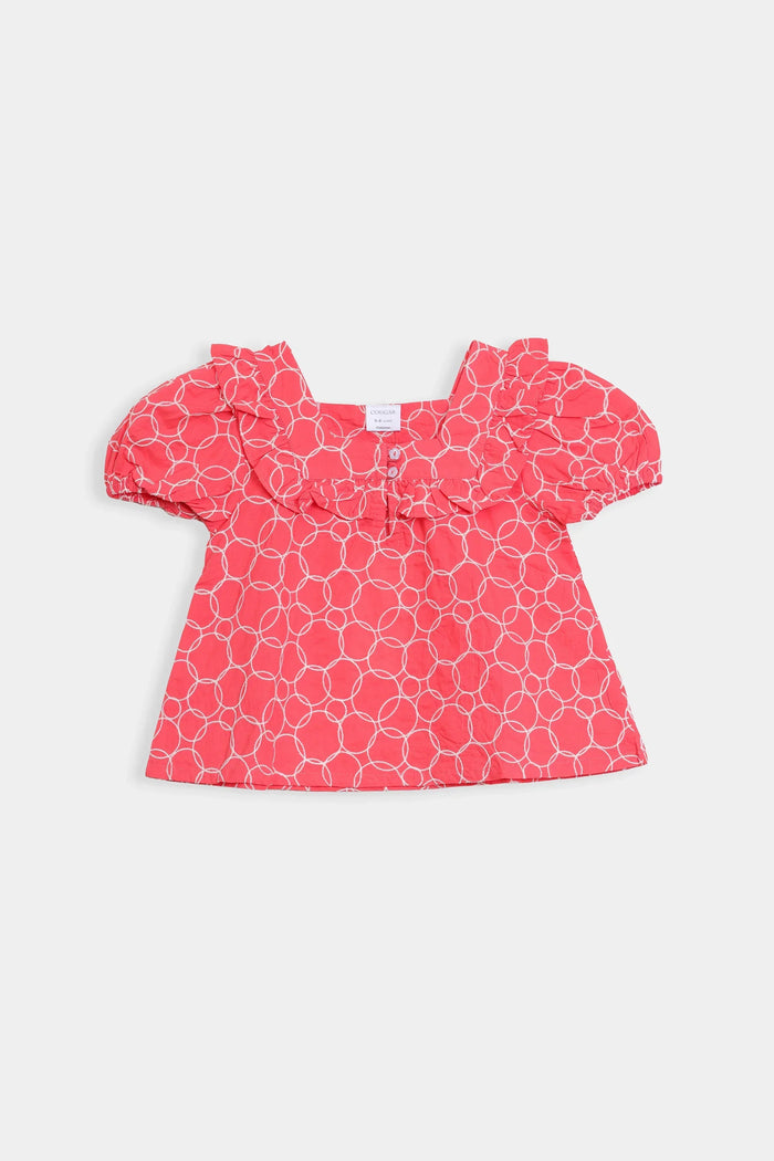 Red Embroidered Top & Shorts Co-ord Set