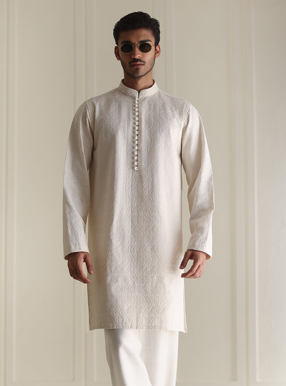 Off-White Embroidered Kurta