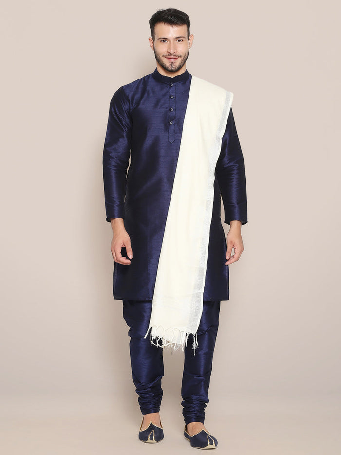 Men's Off White Linen Dupatta
