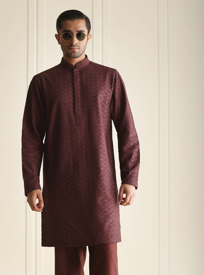 Purple Embroidered Kurta Pajama