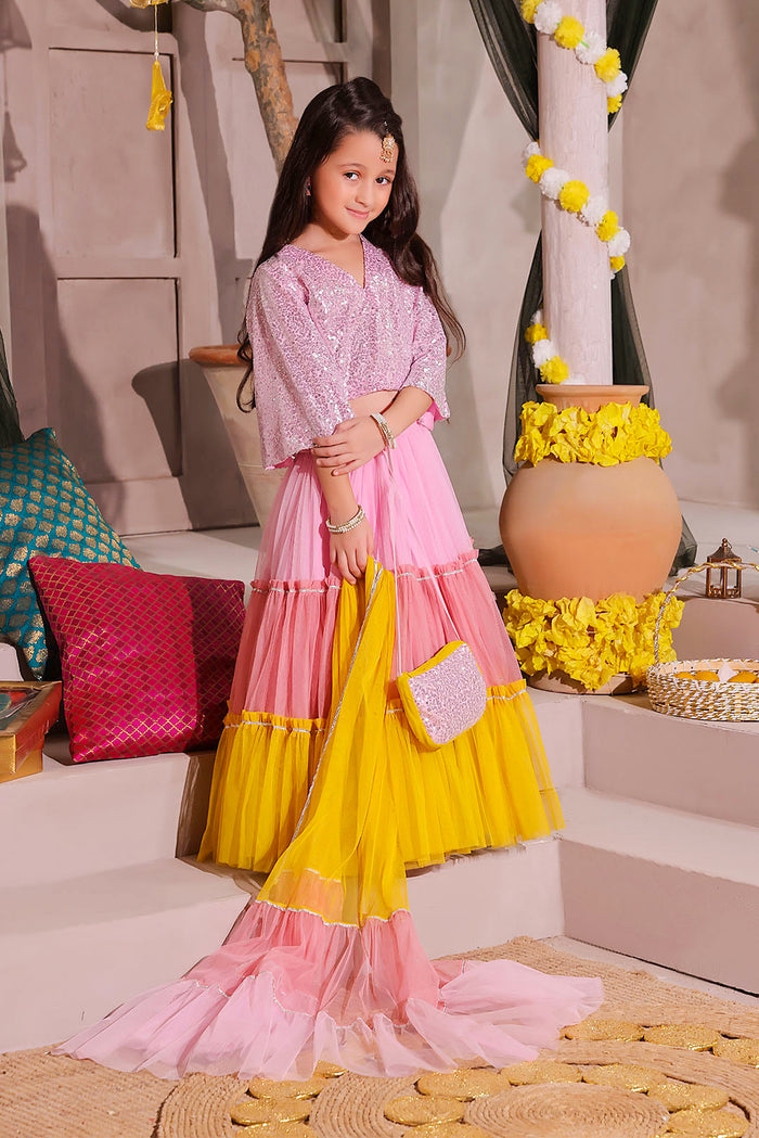 Sequins Net Lehenga Choli — Pink Net Sequins