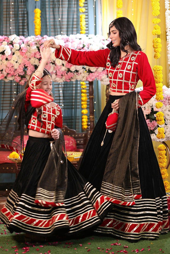 Gotta Mirror Work Velvet Lehenga Choli