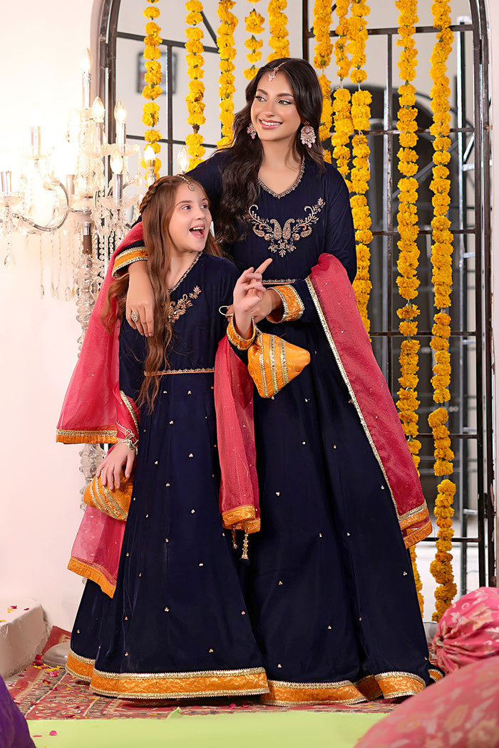 Handwork Motif Embroidered Velvet Maxi