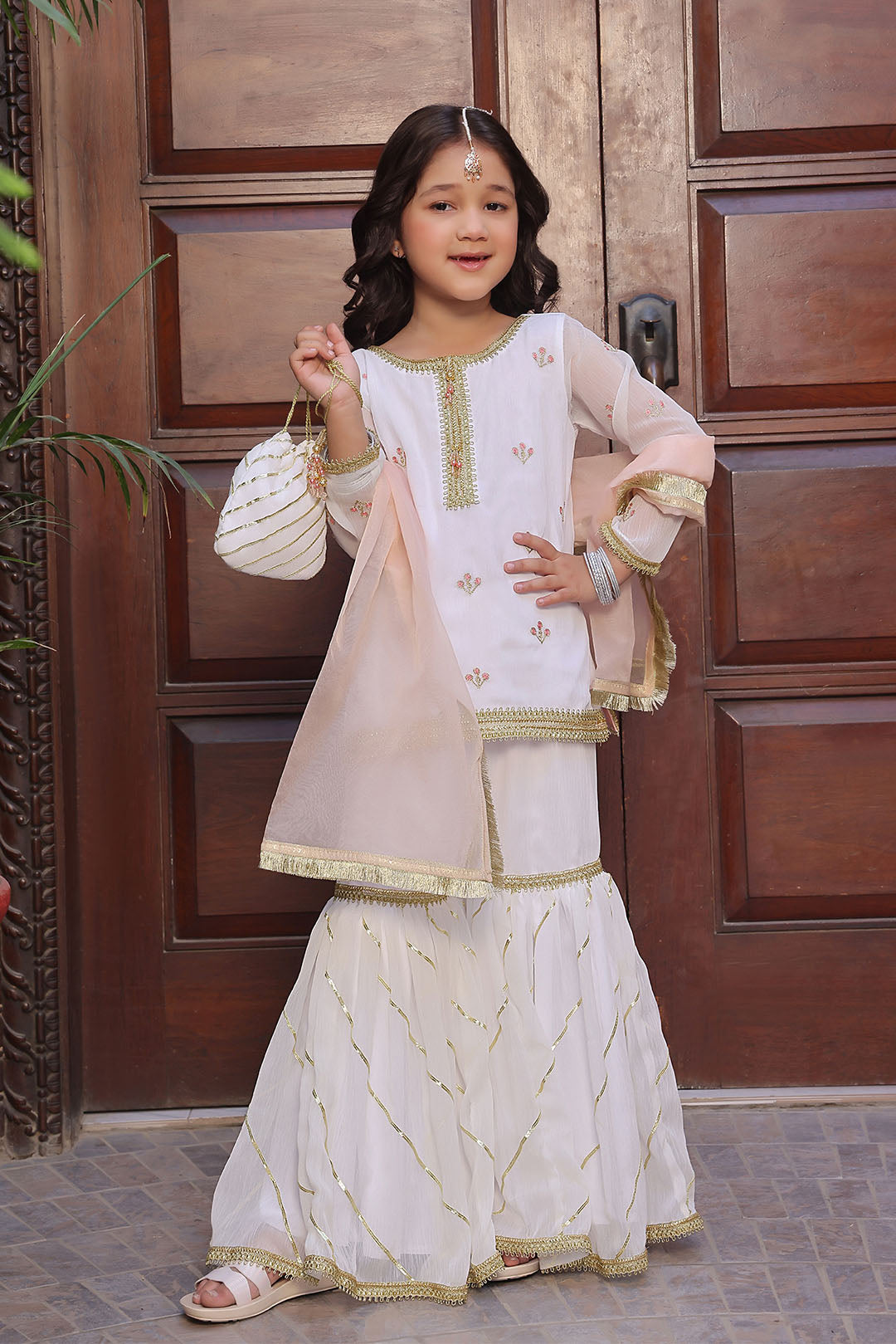 Ivory Grace Gold-Embellished Festive Gharara Set