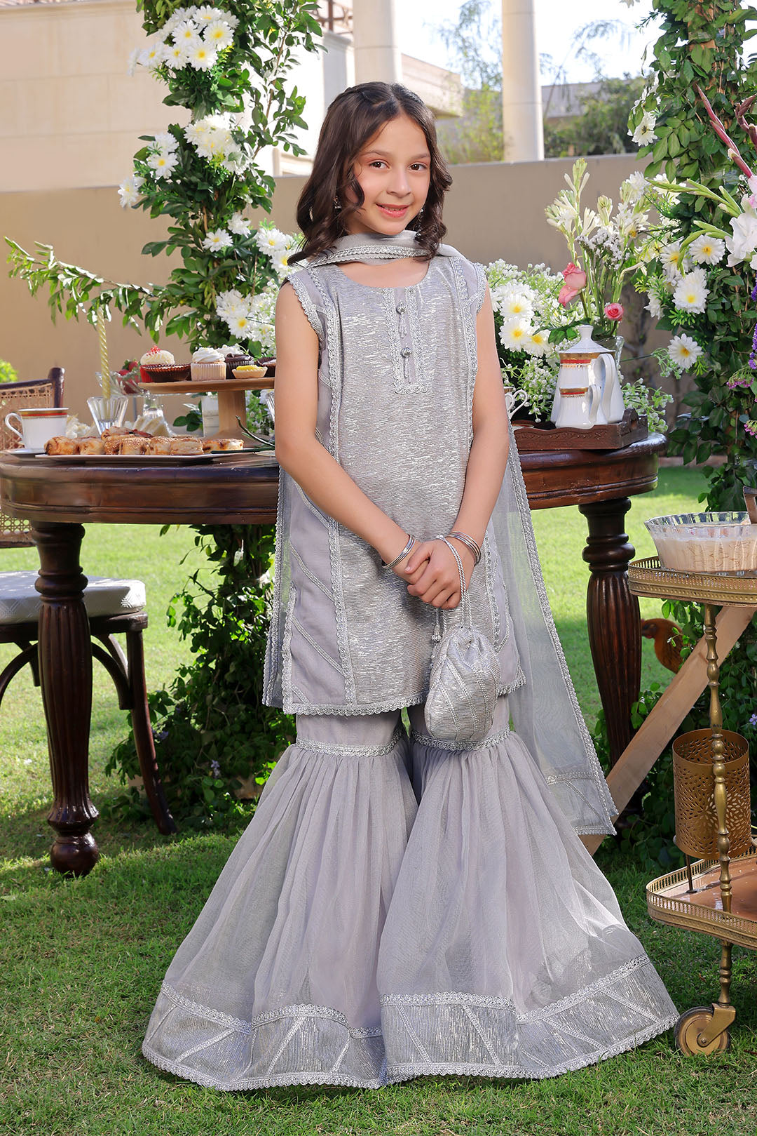 Sterling Silver Shimmer Festive Gharara Set