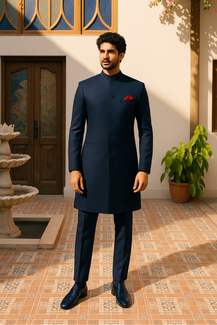 Blue Plain Sherwani