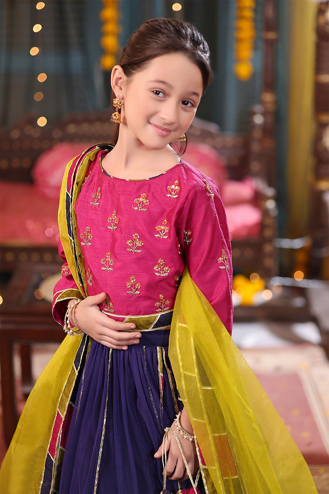 Handwork Embroidered Raw Silk & Net Lehenga Choli Shendi