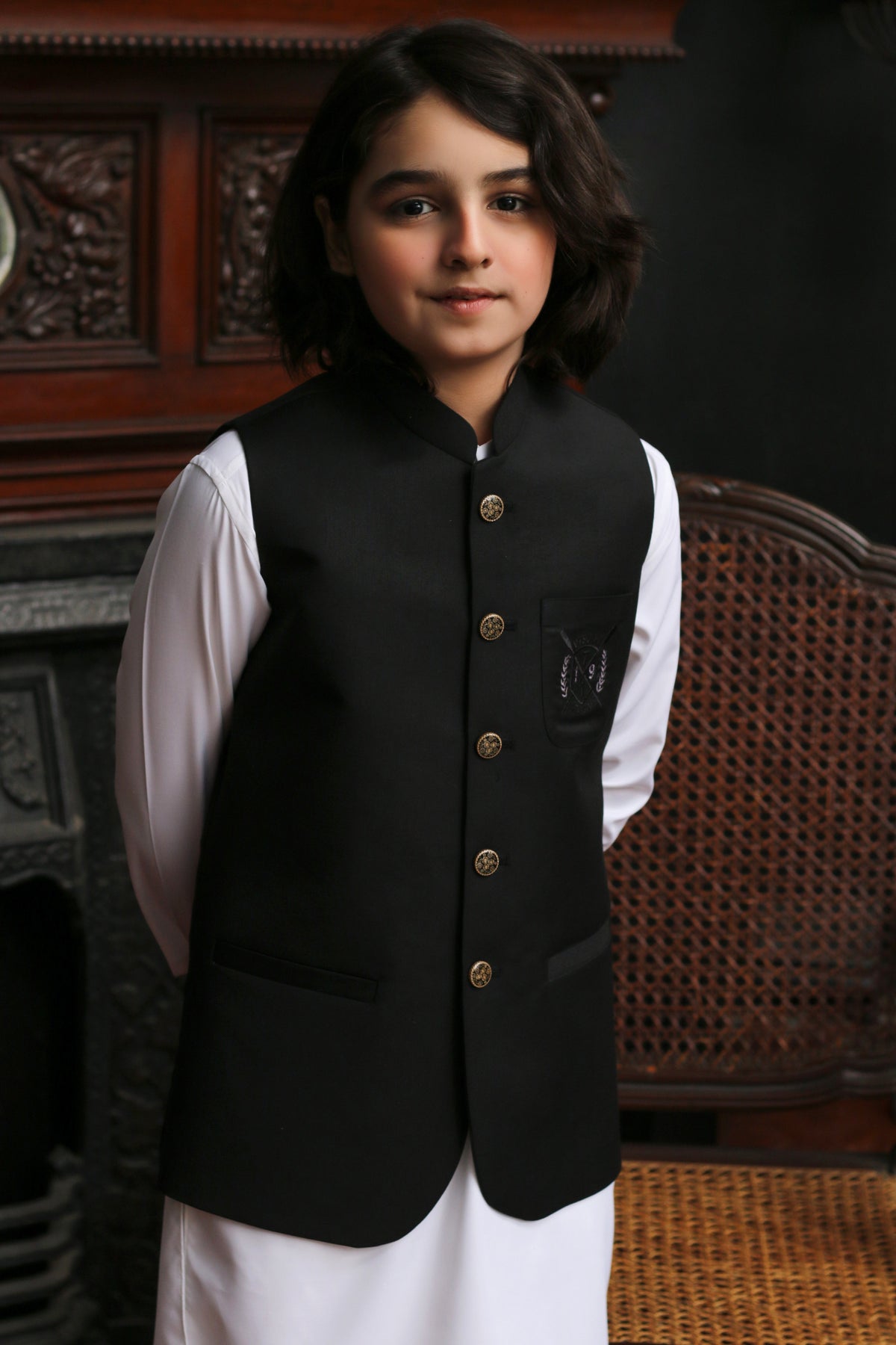 Black Tropical Boys Waistcoat