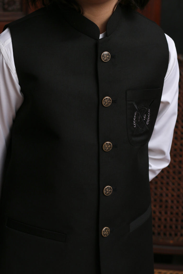 Black Tropical Boys Waistcoat