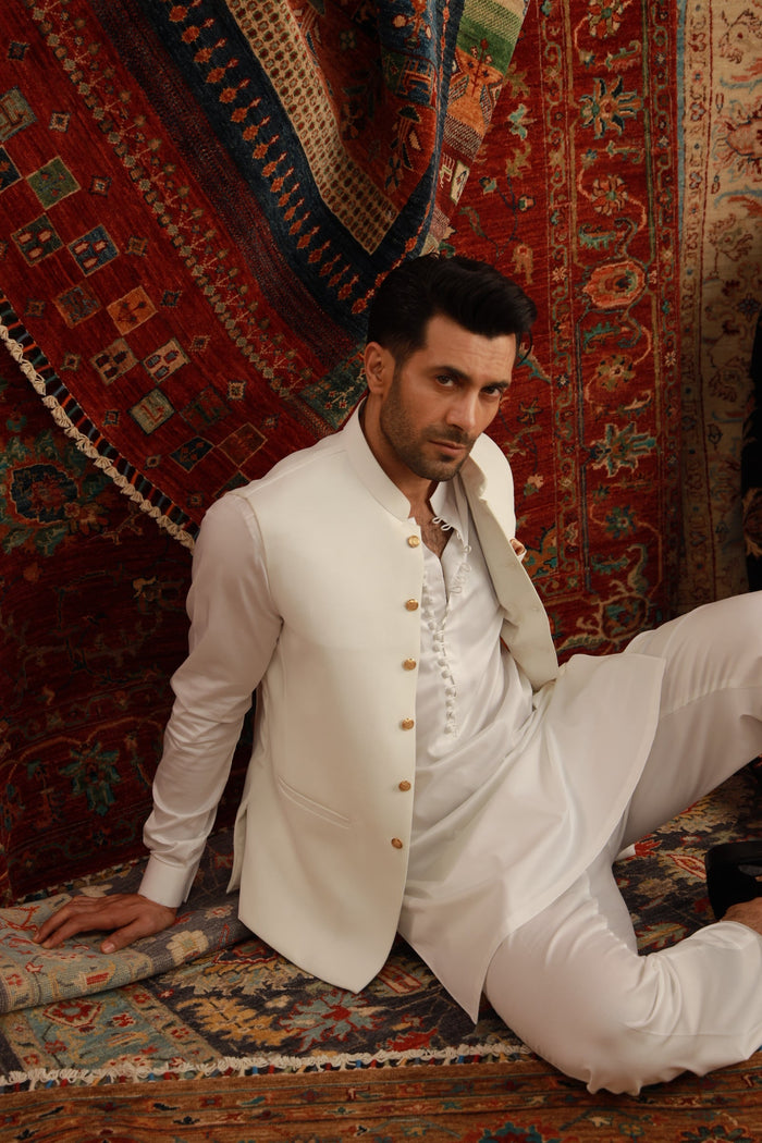 White Armani Waist Coat
