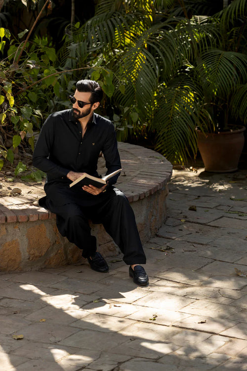 black wash n wear shalwar kameez