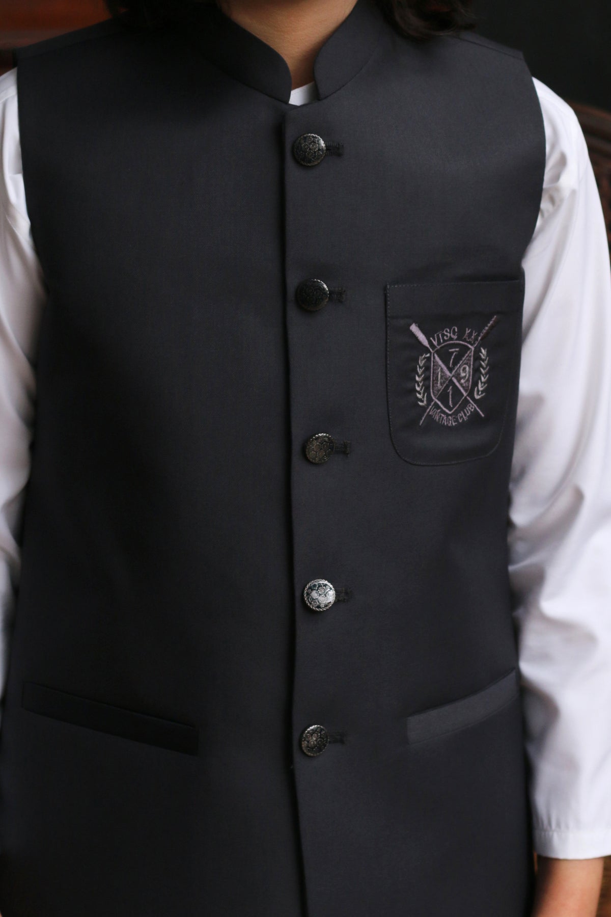 Charcoal Gray Tropical Boys Waistcoat