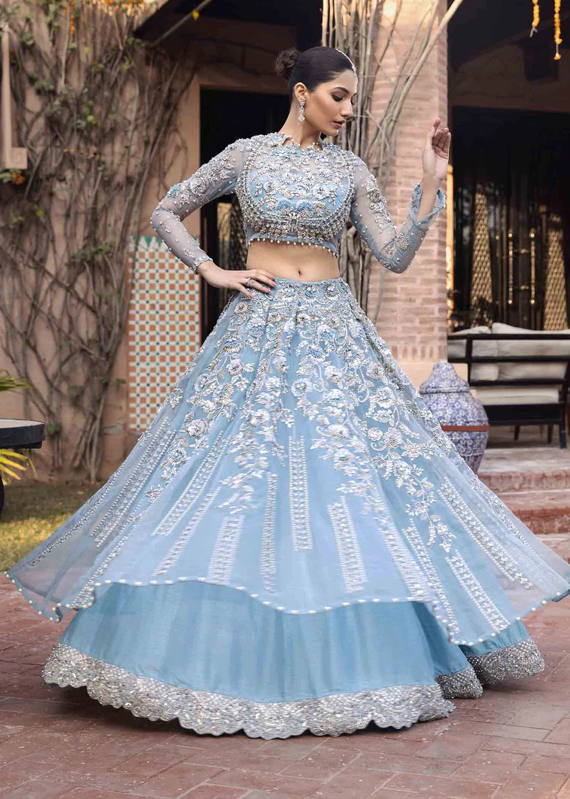 Pakistani Bridal Ice blue Lehenga Choli