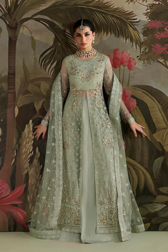 Zohal by Akbar Aslam | Pakistani Designer Suit with Net Embroidery & Hand-Embellishment