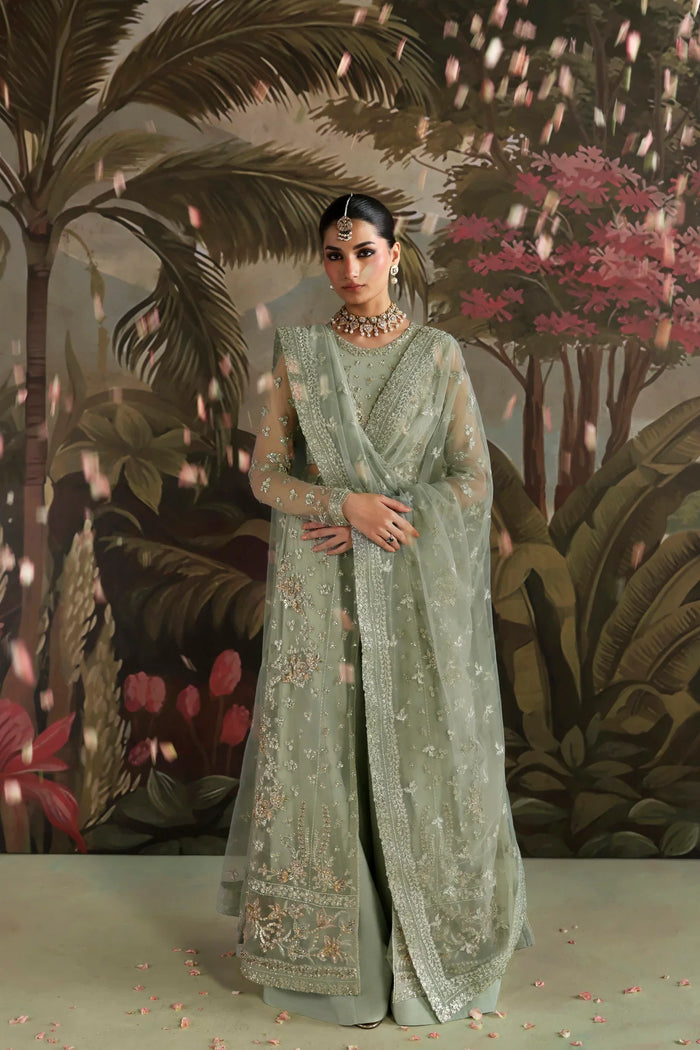 Zohal by Akbar Aslam | Pakistani Designer Suit with Net Embroidery & Hand-Embellishment