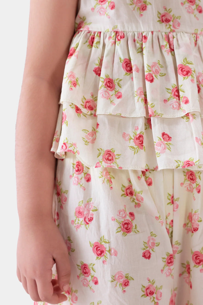 White Ruffled Peplum Top & Shorts Co-ord Set