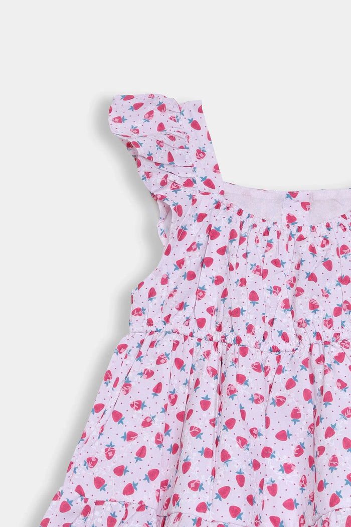 Pink Printed Ruffled Top & Shorts Co-ord Set