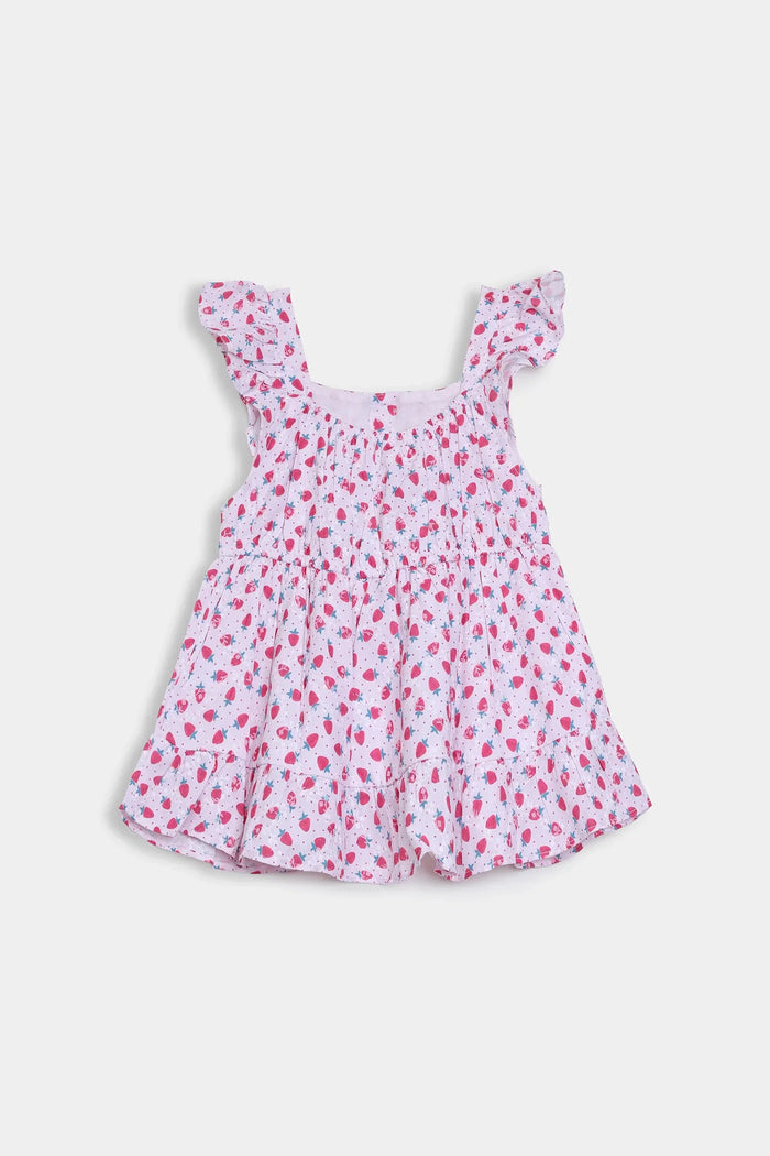 Pink Printed Ruffled Top & Shorts Co-ord Set
