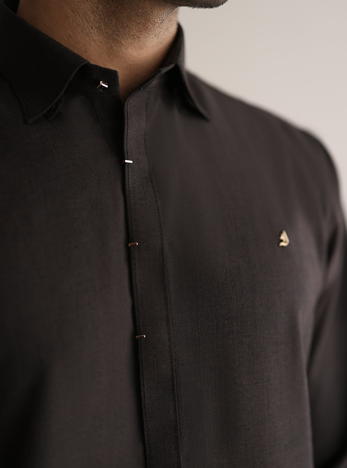 Brown Textured Designer Kameez Shalwar