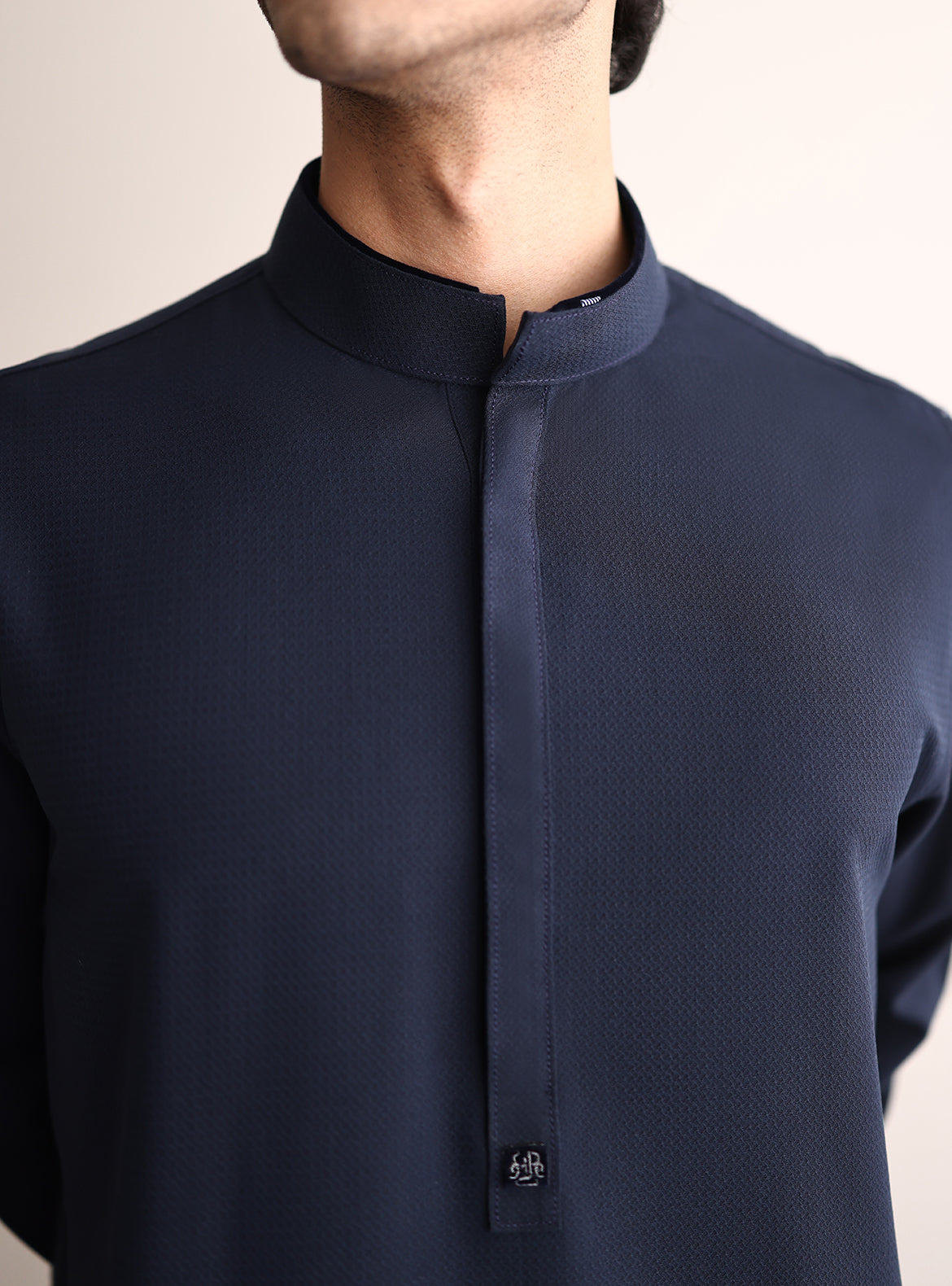 Blue Textured Kameez Shalwar
