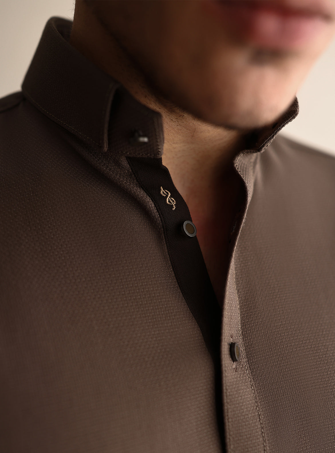 Taupe Textured Kameez Shalwar