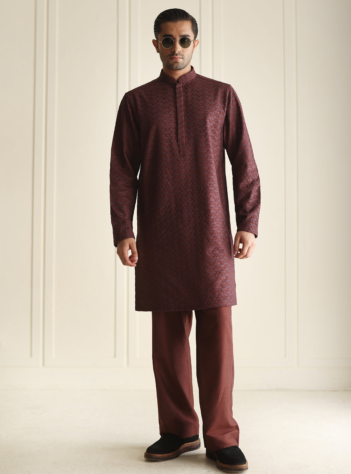Purple Embroidered Kurta Pajama