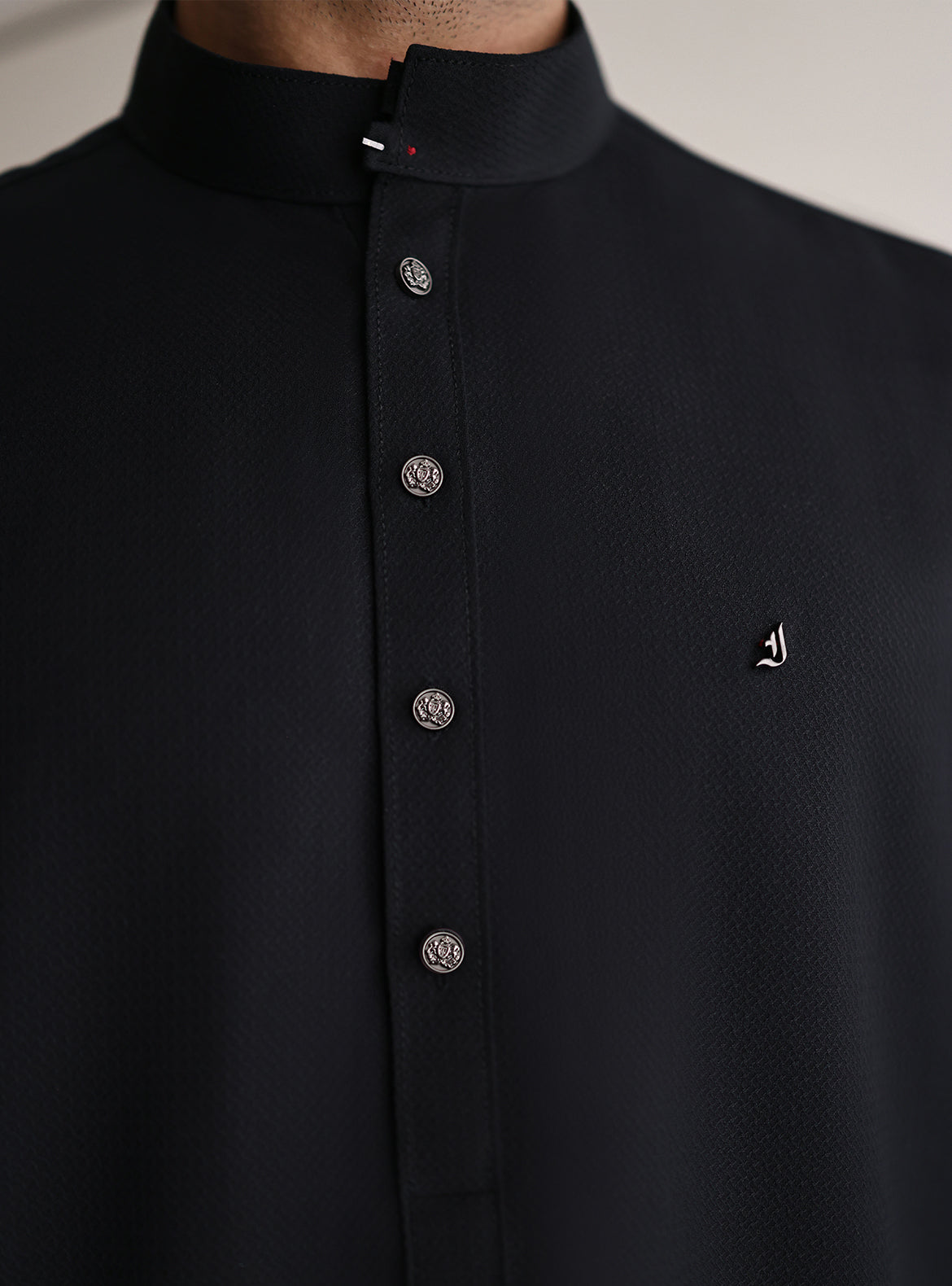 Black Textured Kameez Shalwar
