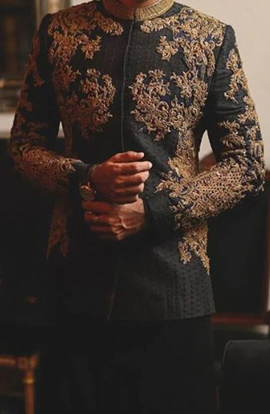 Hand Embroidered Prince Coat with Kurta and Pants