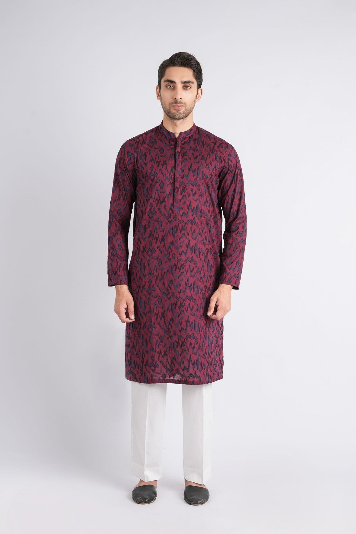 Embroidered-Kurta-Maroon