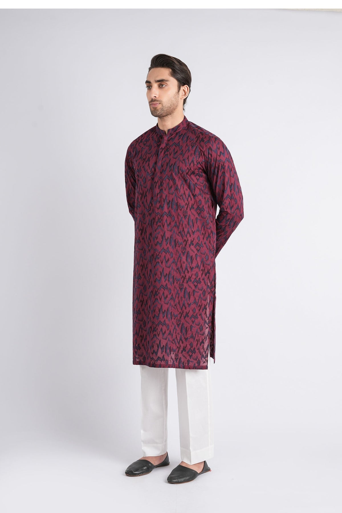 Embroidered-Kurta-Maroon