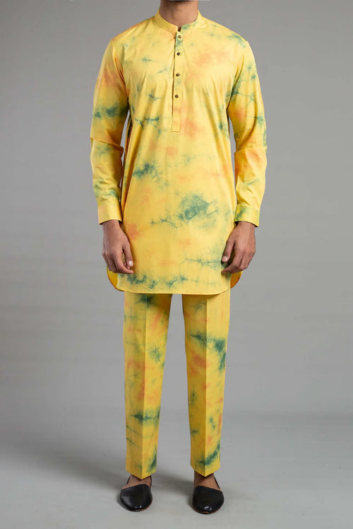 TIE DYE KURTA TROUSER YELLOW