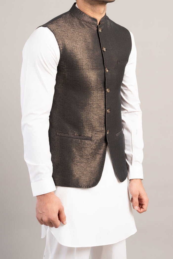 Handloomed Waistcoat Black