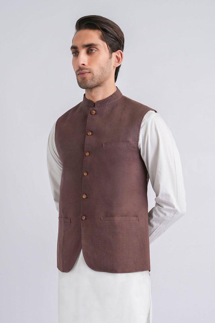 Irish-Linen-Waistcoat-Brown