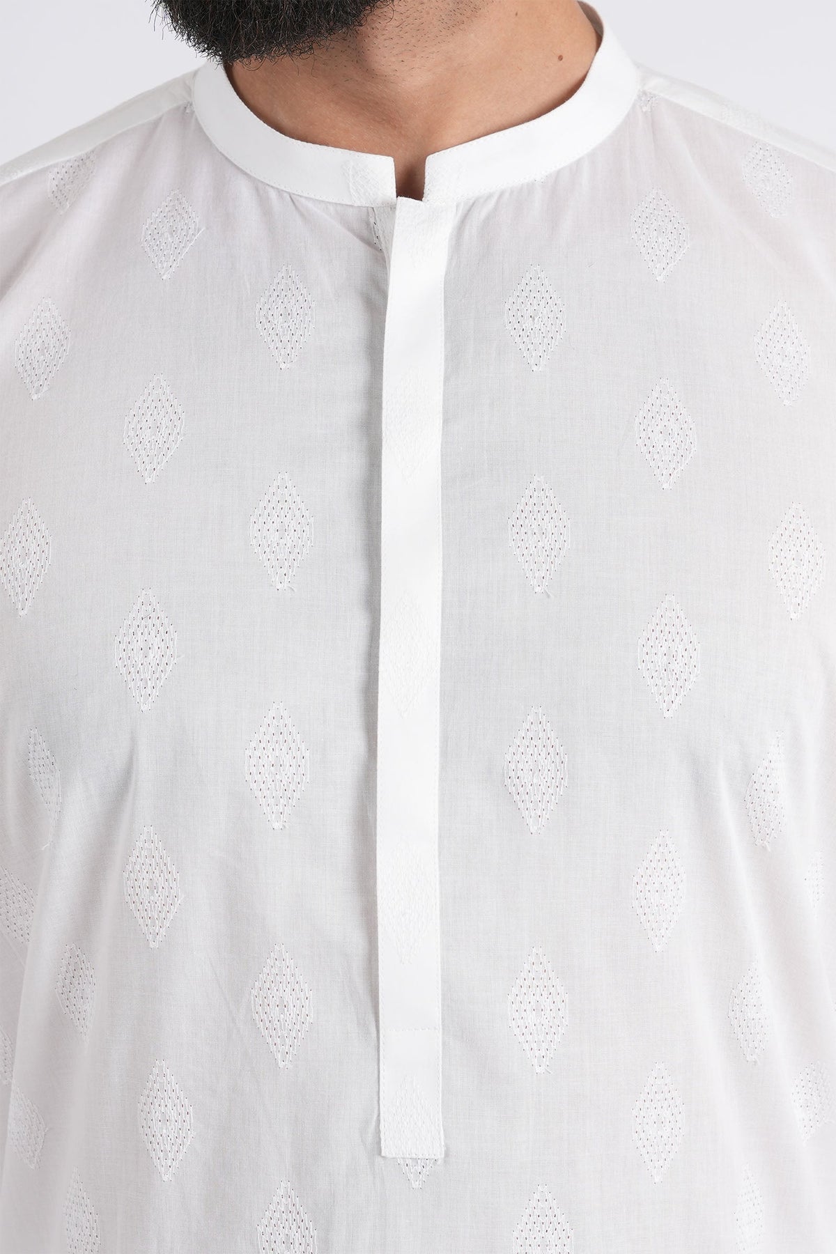 Embroidered Kurta Trouser-White